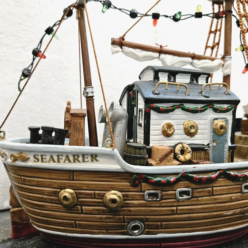 Carole Towne Seafarer Christmas Ship •Nautical Village Boat •Dual Power 2002